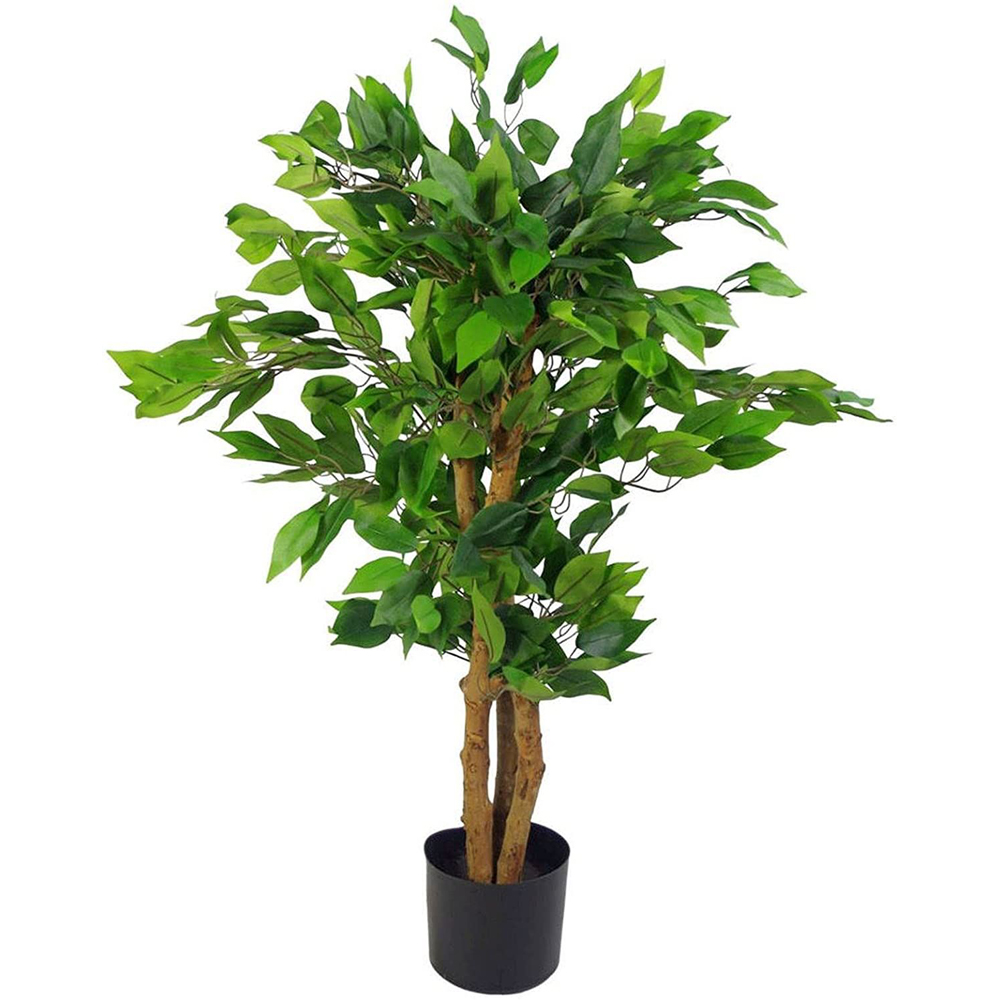Leaf Evergreen Trunk Ficus Artificial Tree Pot 3ft Image