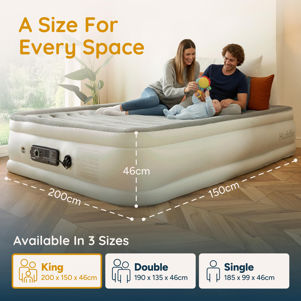 Huddle King Size Never Deflate Airbed with Dual-Action Pump Carry Bag and USB Plug Image 9