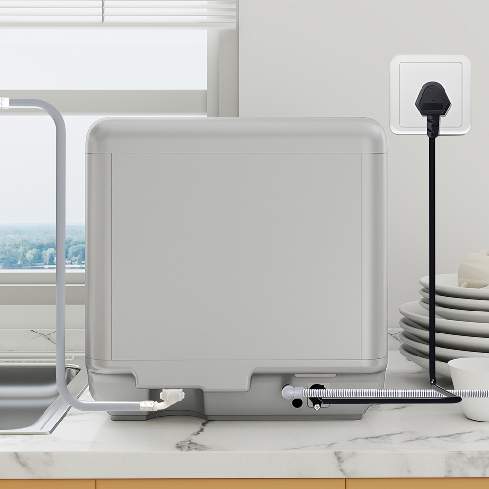 HOMCOM 800-190V70SR Silver Tone Worktop Dishwasher Image 3