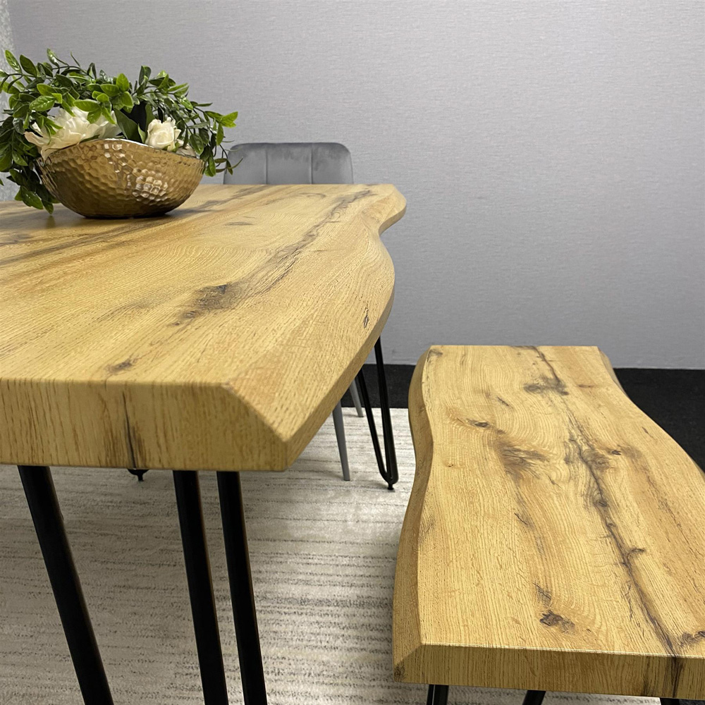 Kosy Koala 6 Seater Velvet Wooden Dining Set with Bench Grey Image 3