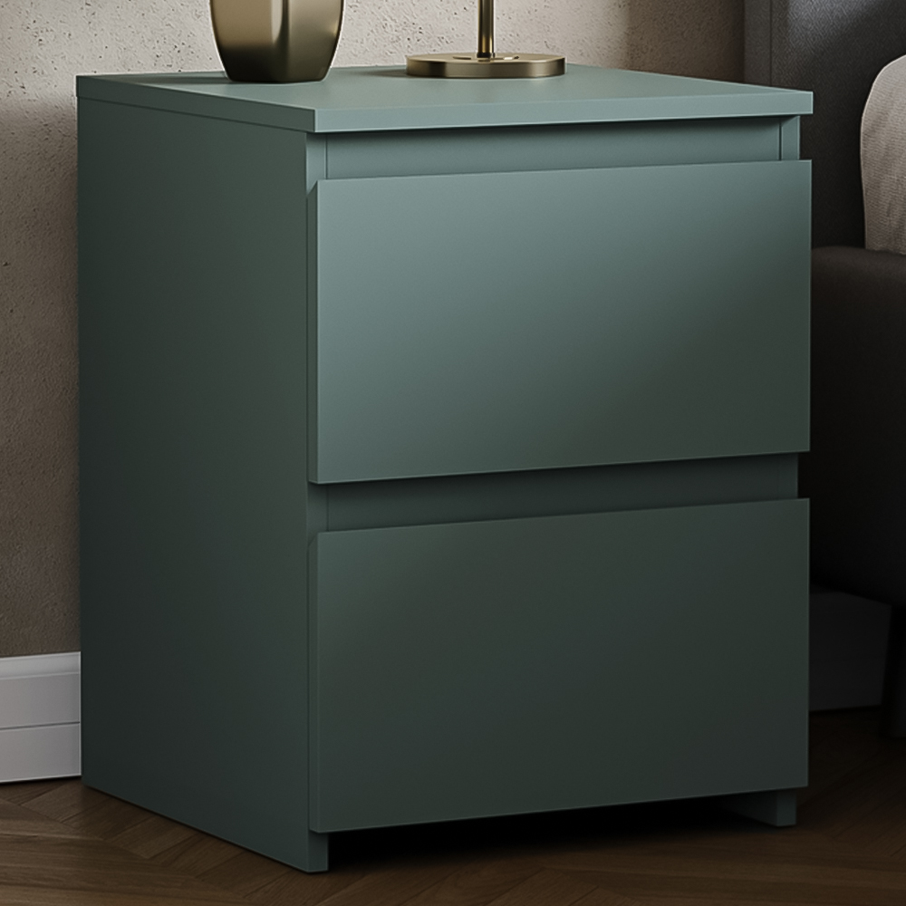 VIDA DESIGNS Denver Jasper Green 2 Drawer Large Bedside Table Image 1