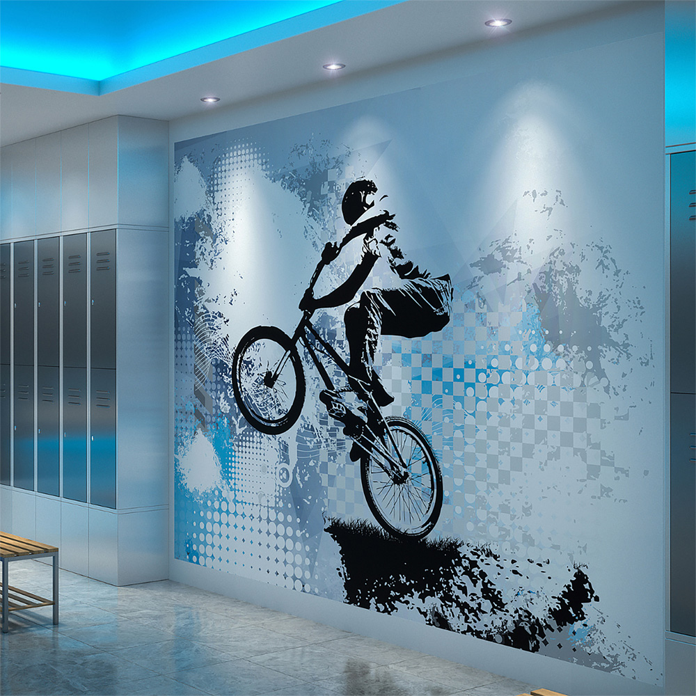 Origin Murals BMX Bikers Blue Wall Mural Image 3