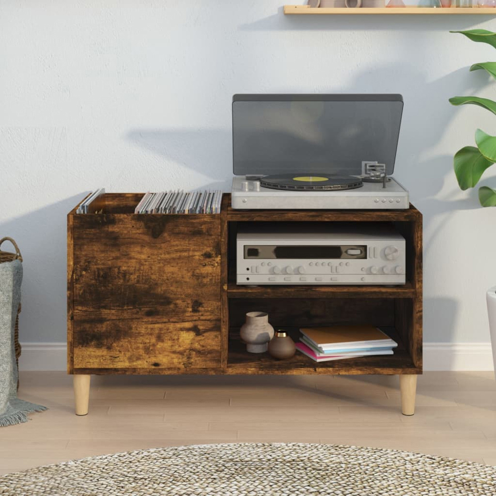 vidaXL 2 Shelf Smoked Oak Record Cabinet Image 7