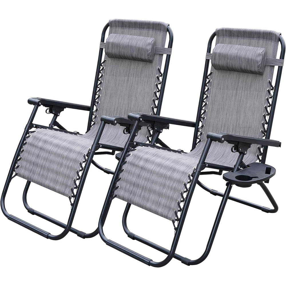 Alivio 2 Pack Grey Zero Gravity Reclining Sun Loungers Image 2