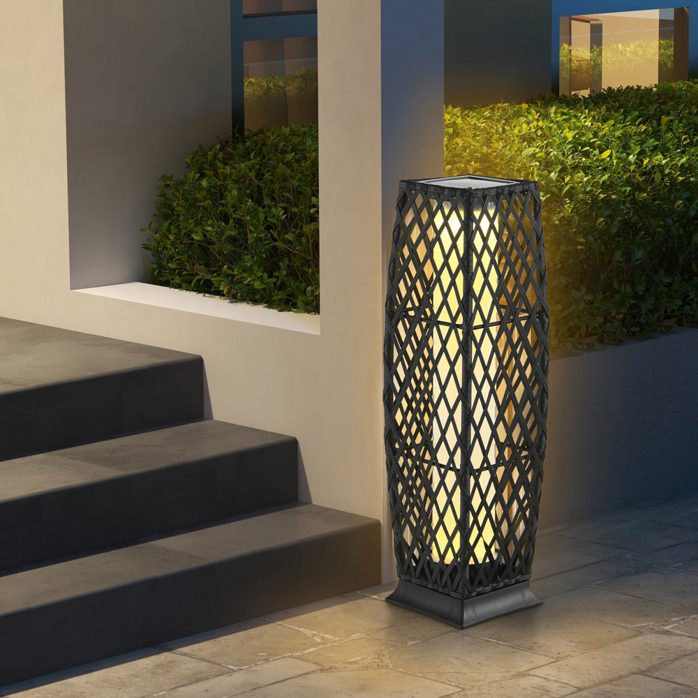 Costway Black 2 Pack Outdoor Solar-Powered Floor Lamp Set Image 2
