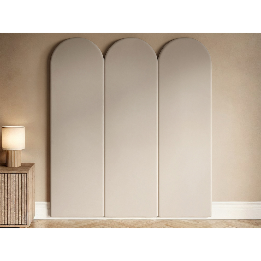 Solace+Co Cirrus Beige Velvet Headboard Panel 3 Pack Image 4