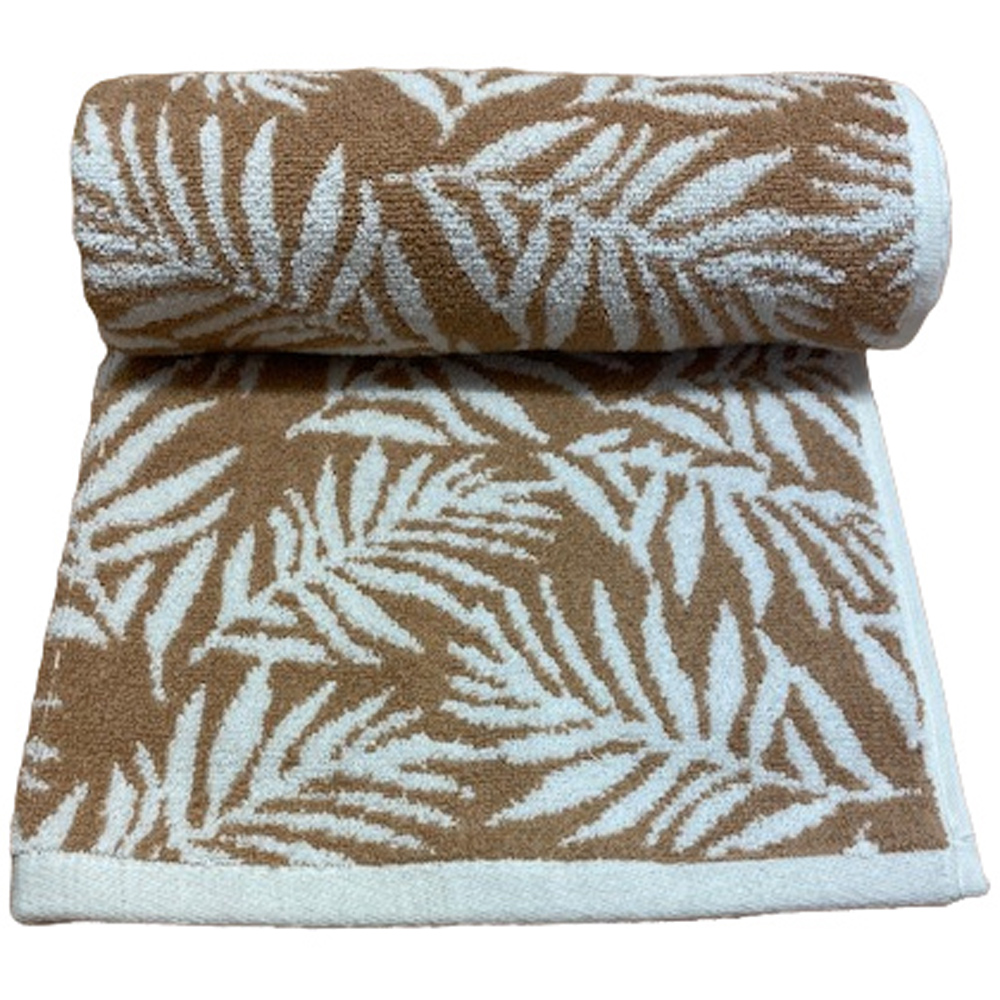 Bellissimo Botanical Beige Turkish Cotton Bath Towel Image 1