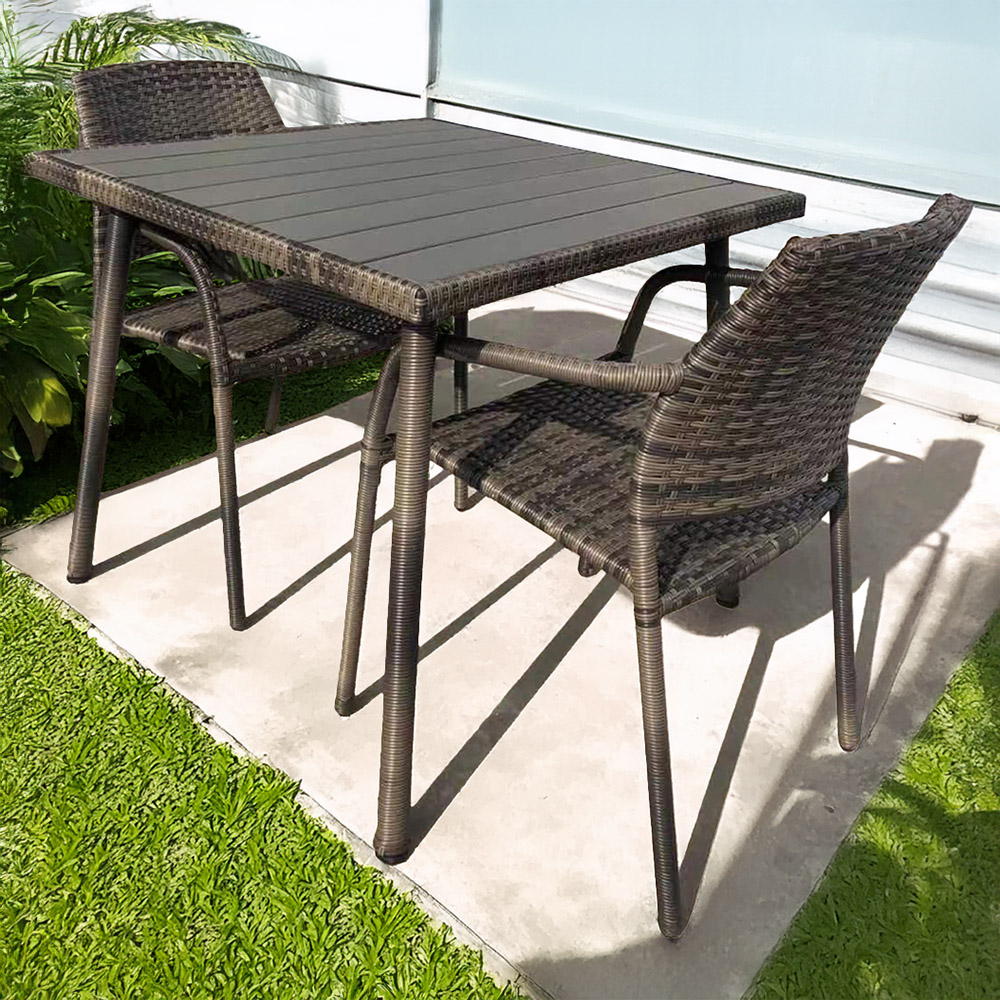 Furniture One 2 Seater Rattan Stackable Garden Dining Set Image 1