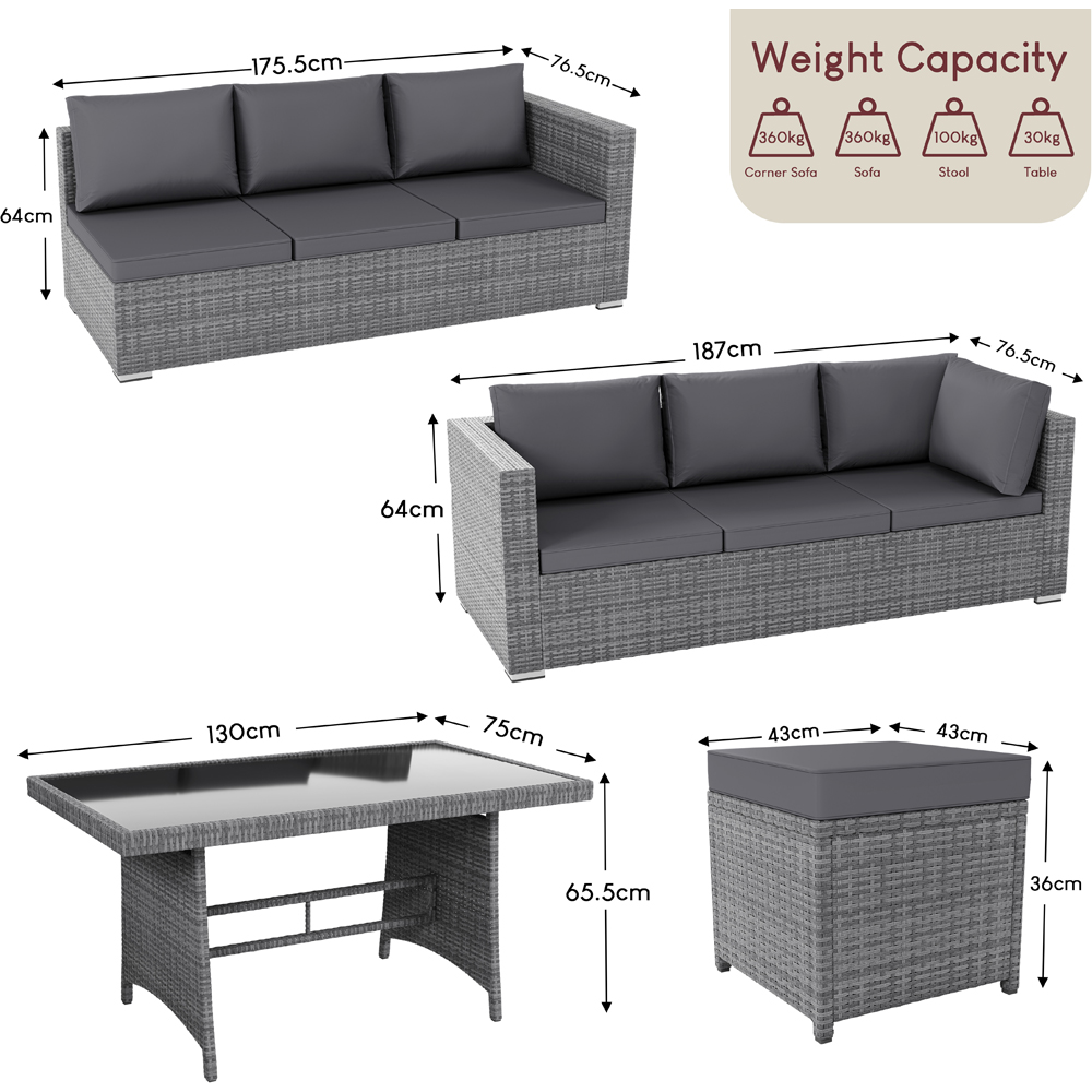GARDEN VIDA Belgrave 9 Seater Grey PE Rattan Garden Corner Lounge Set with Cover Image 8