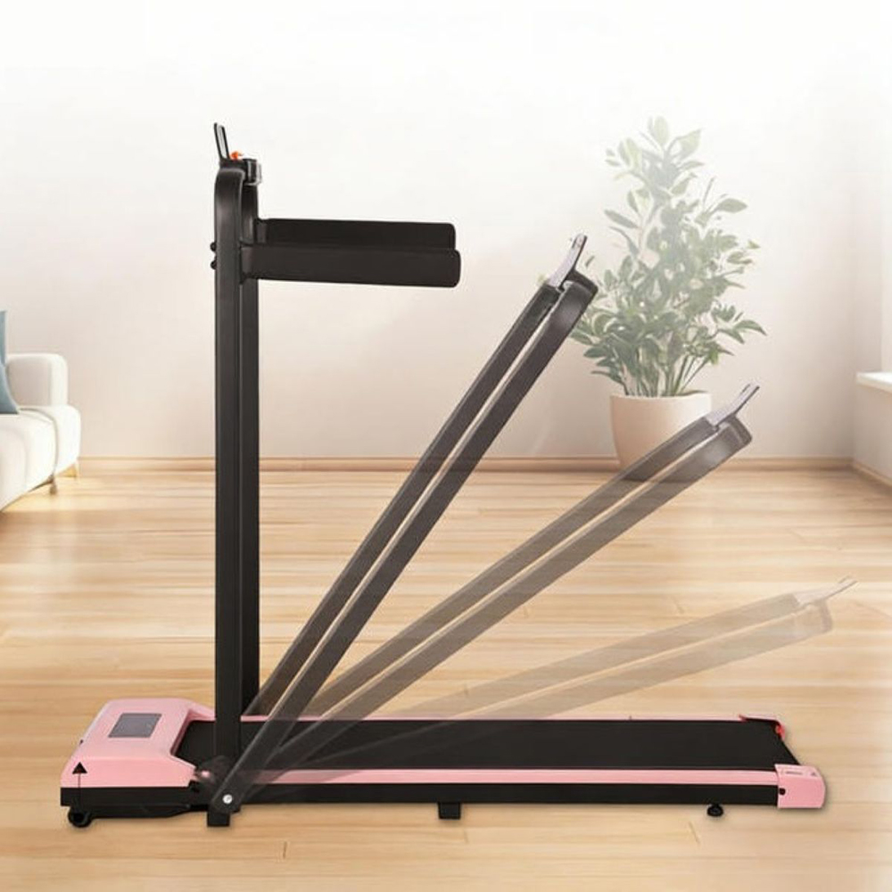 Willowmare 2-in-1 Pink Foldable Electric Treadmill with Handrail and LCD Screen Image 6