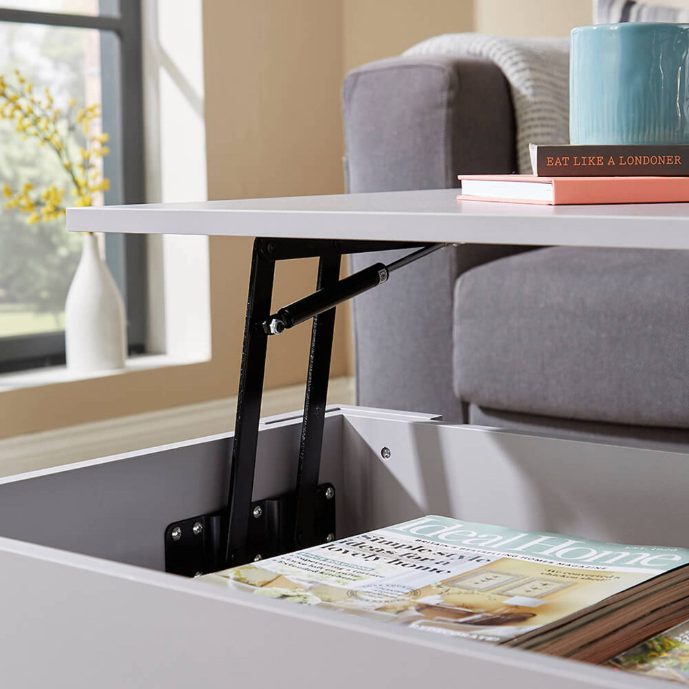 Home Source Orlando Single Shelf Grey Lift Up Storage Coffee Table Image 4