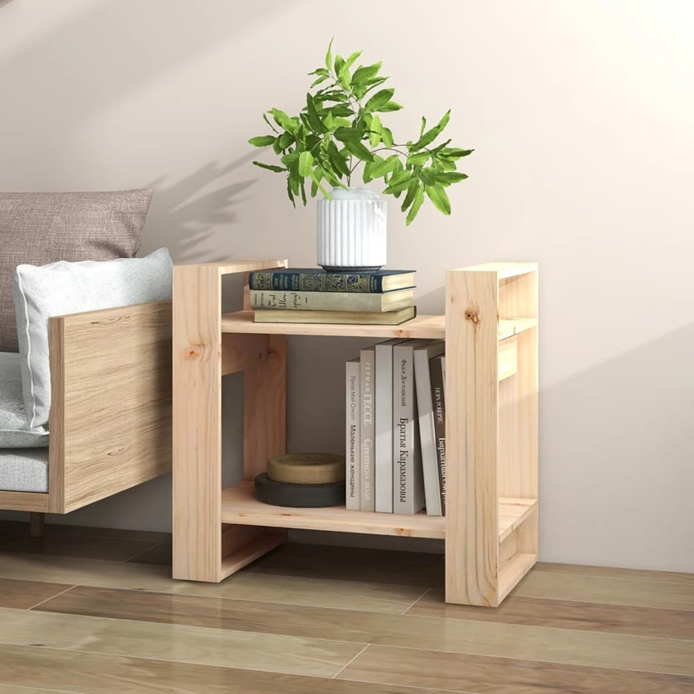 vidaXL 2 Shelf Natural Solid Pine Bookcase Image 7