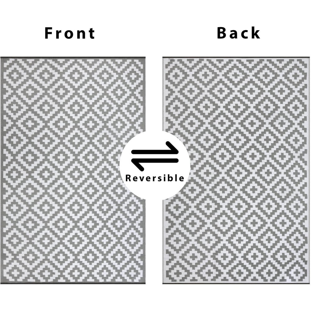 Green Decore Bliss Camping and Picnic Grey and White Rug 180 x 270cm 2 Pack Image 4