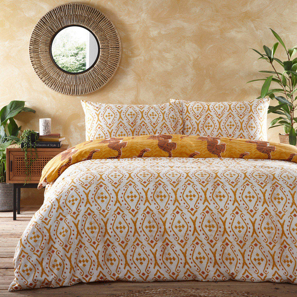 furn. Tibetan Tiger Super King Size Multi Tribal Duvet Cover Set Image 2