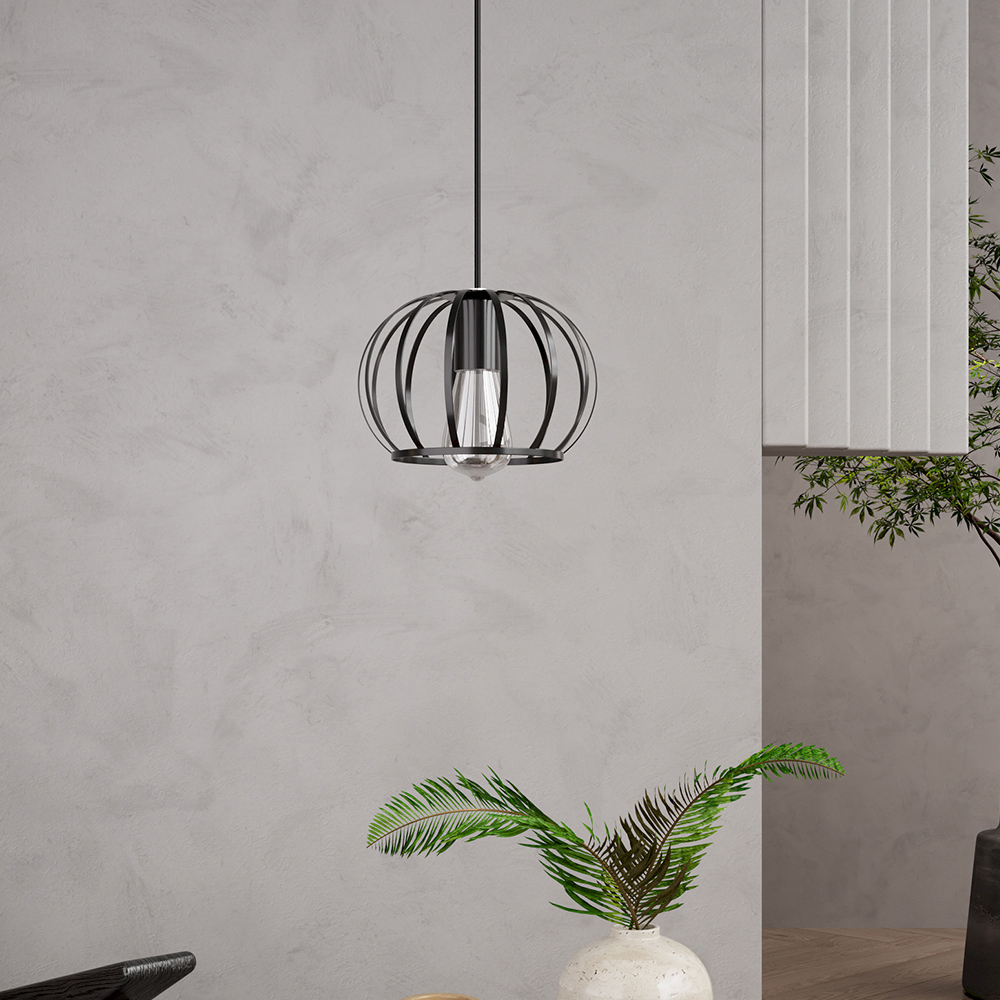 Living and Home Large Black Iron Lantern E27 Pendant Light Image 2