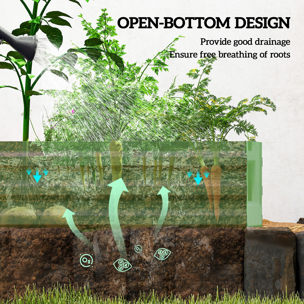 Outsunny Light Green Galvanised Metal Raised Garden Bed 30 x 90.5 x 241cm Image 8