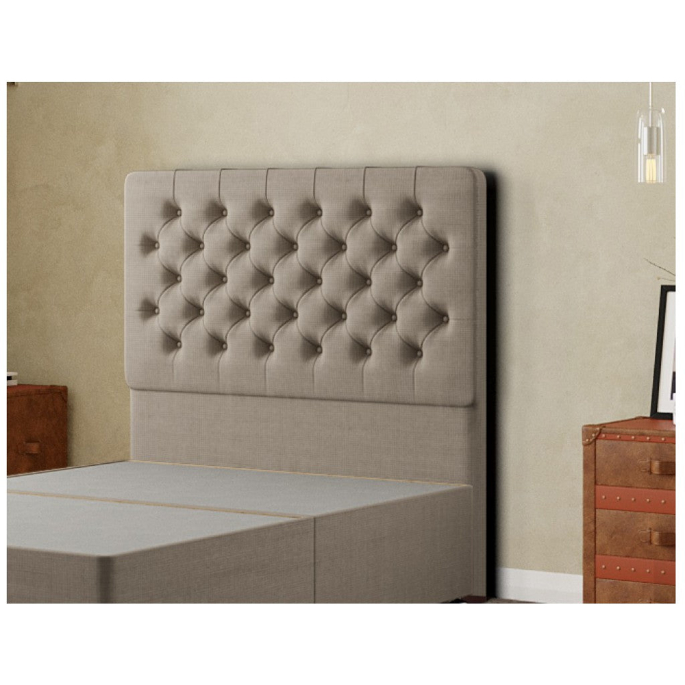 Eleganza Mary Chesterfield Small Double Grey Linen Floor Standing Headboard Image 4