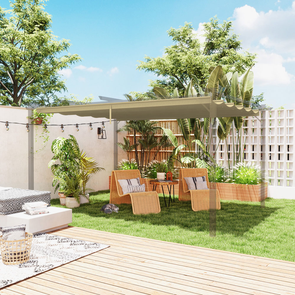 Outsunny 4 x 3m Tan Pergola Shade Cover Replacement Canopy Image 3