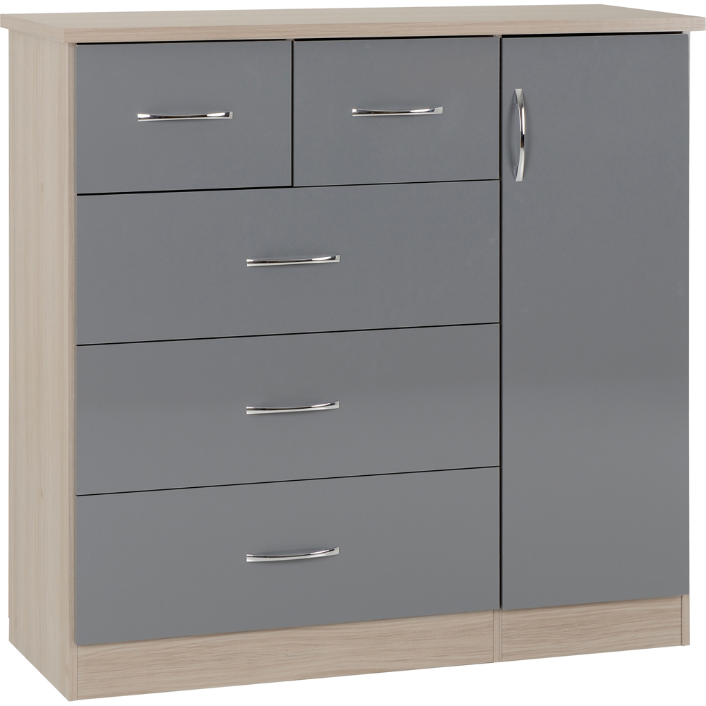 Seconique Nevada 5 Drawer Grey and Light Oak Low Wardrobe Image 5