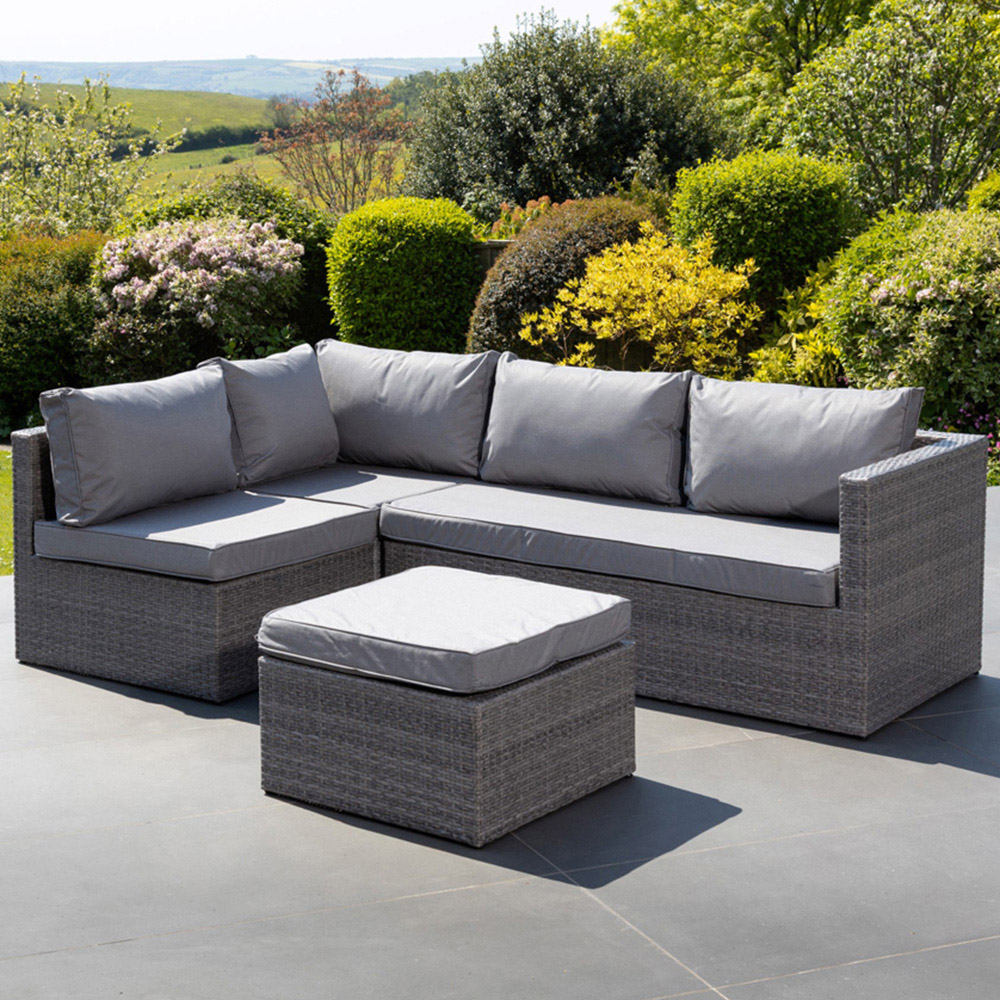 Artemis Home Della 5 Seater Grey Rattan Sectional Garden Corner Lounge Set with Cushion Image 1