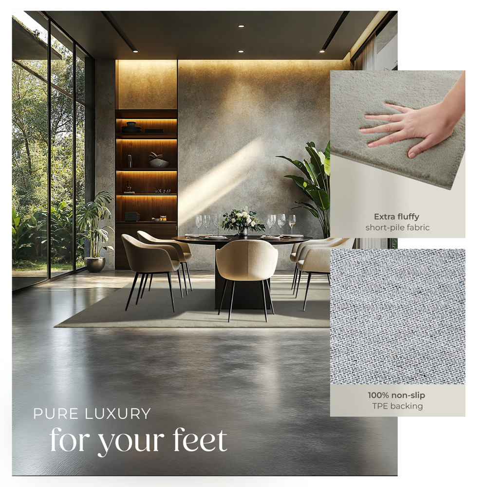 tectake Zonelle Sand Short Pile Ultra Soft Rug 230 x 160cm Image 4