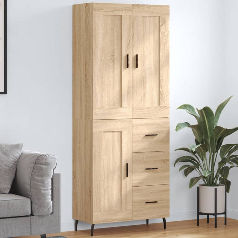 vidaXL 3 Door 3 Drawer Sonoma Oak Highboard Image 1
