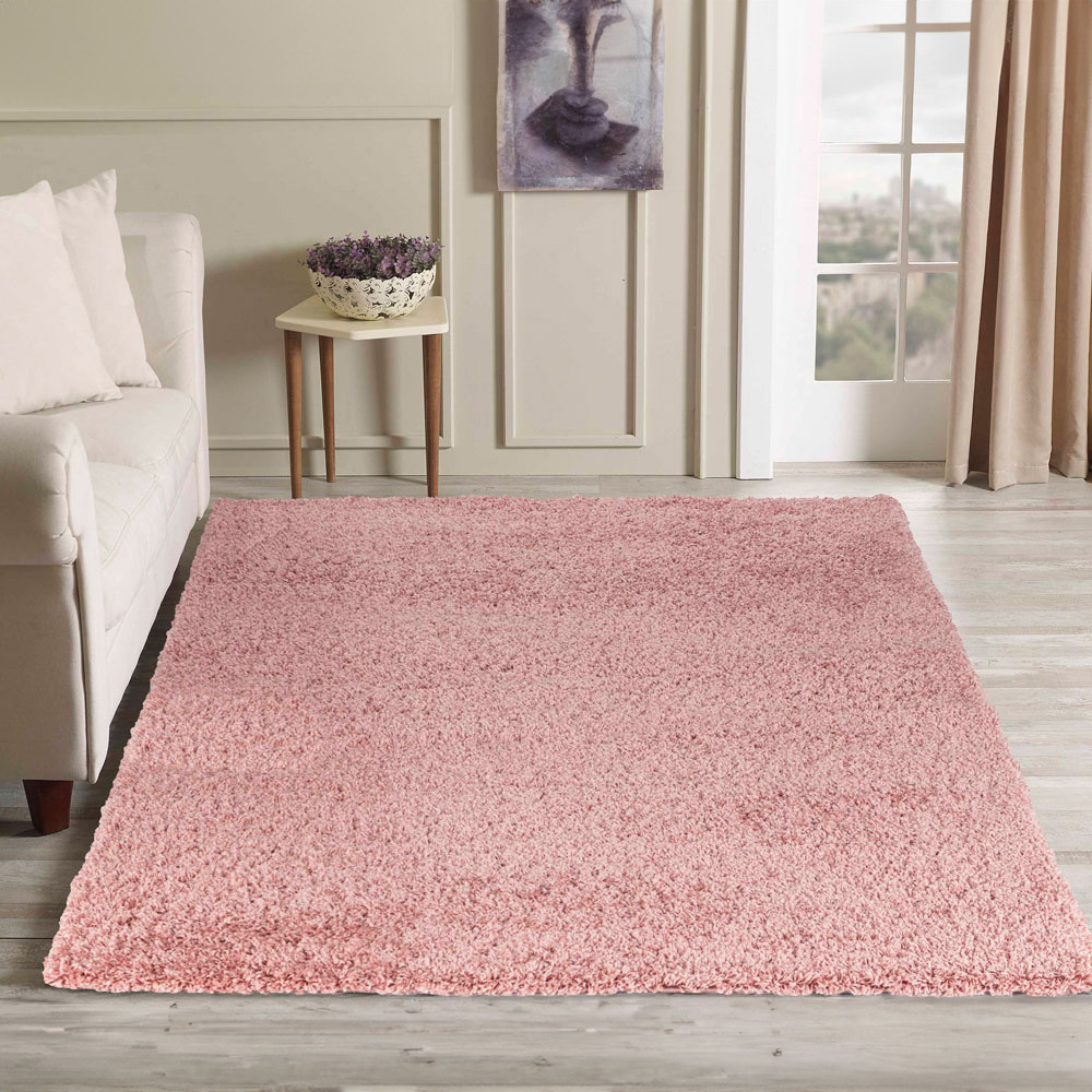 Desire Rugs Oxford Baby Pink Plain Shaggy Rug 160 x 230cm Image 2