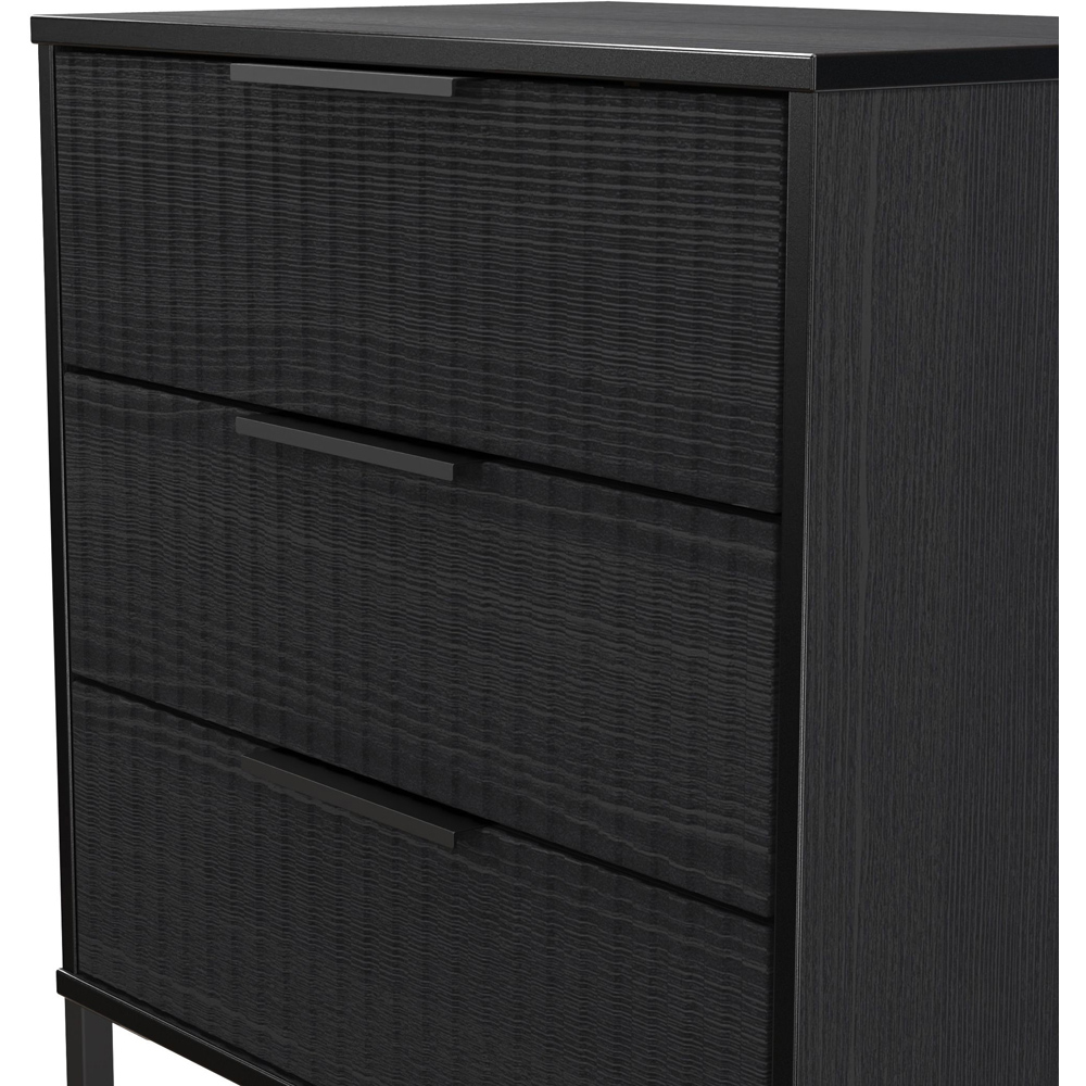 Crowndale Fluted 3 Drawer Black Ash Midi Chest of Drawers Ready Assembled Image 5
