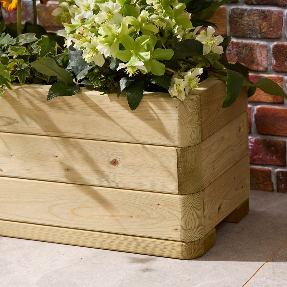 Rowlinson Marberry Natural Wooden Garden Trough Planter 30 x 120 x 30cm Image 3