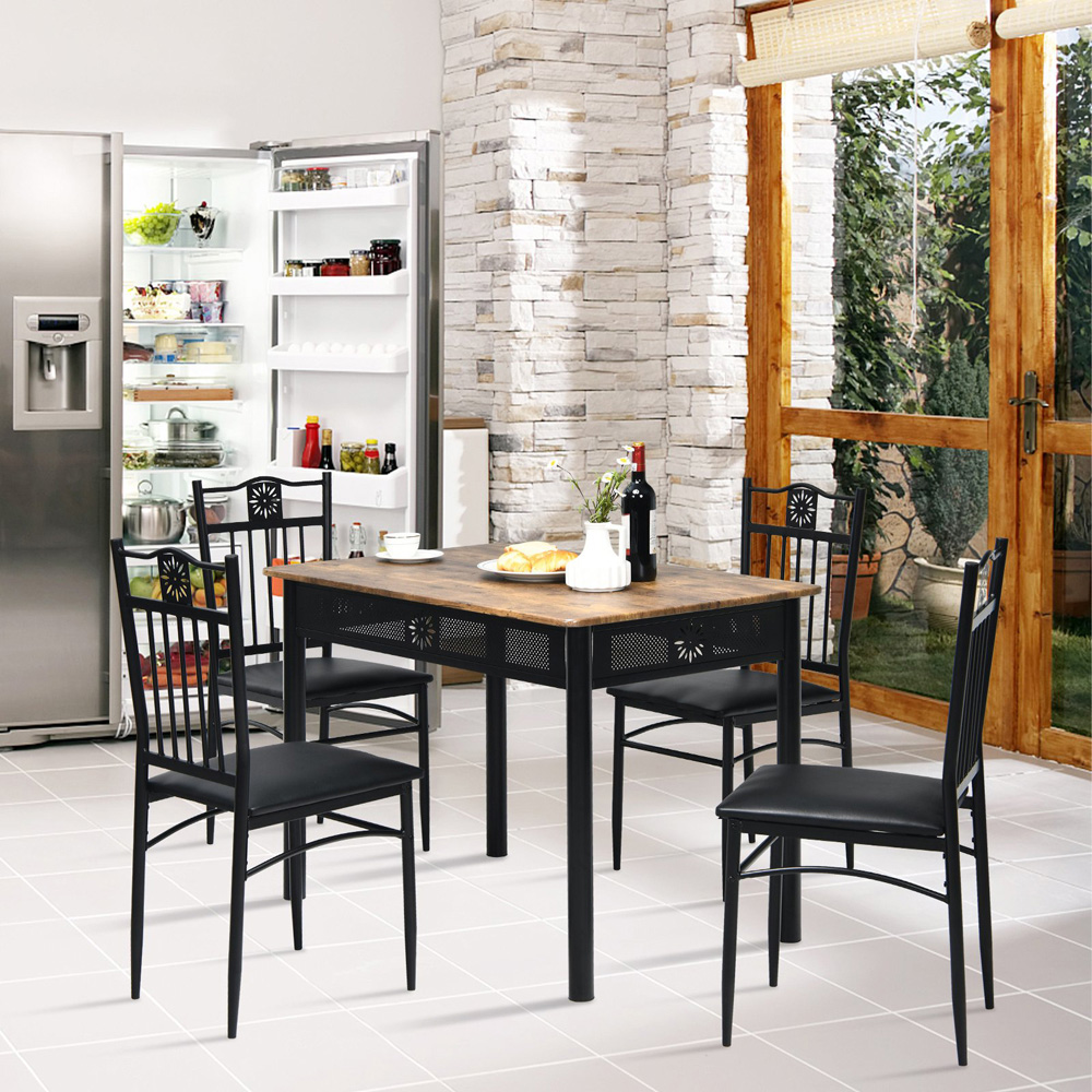 Costway 4 Seater Dining Set with Sponge Cushion Natural Image 3