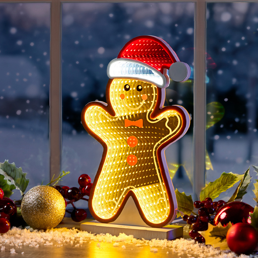 The Christmas Workshop 99 Multicolour LED Gingerbread Man Double Sided Infinity Light 28cm Image 2