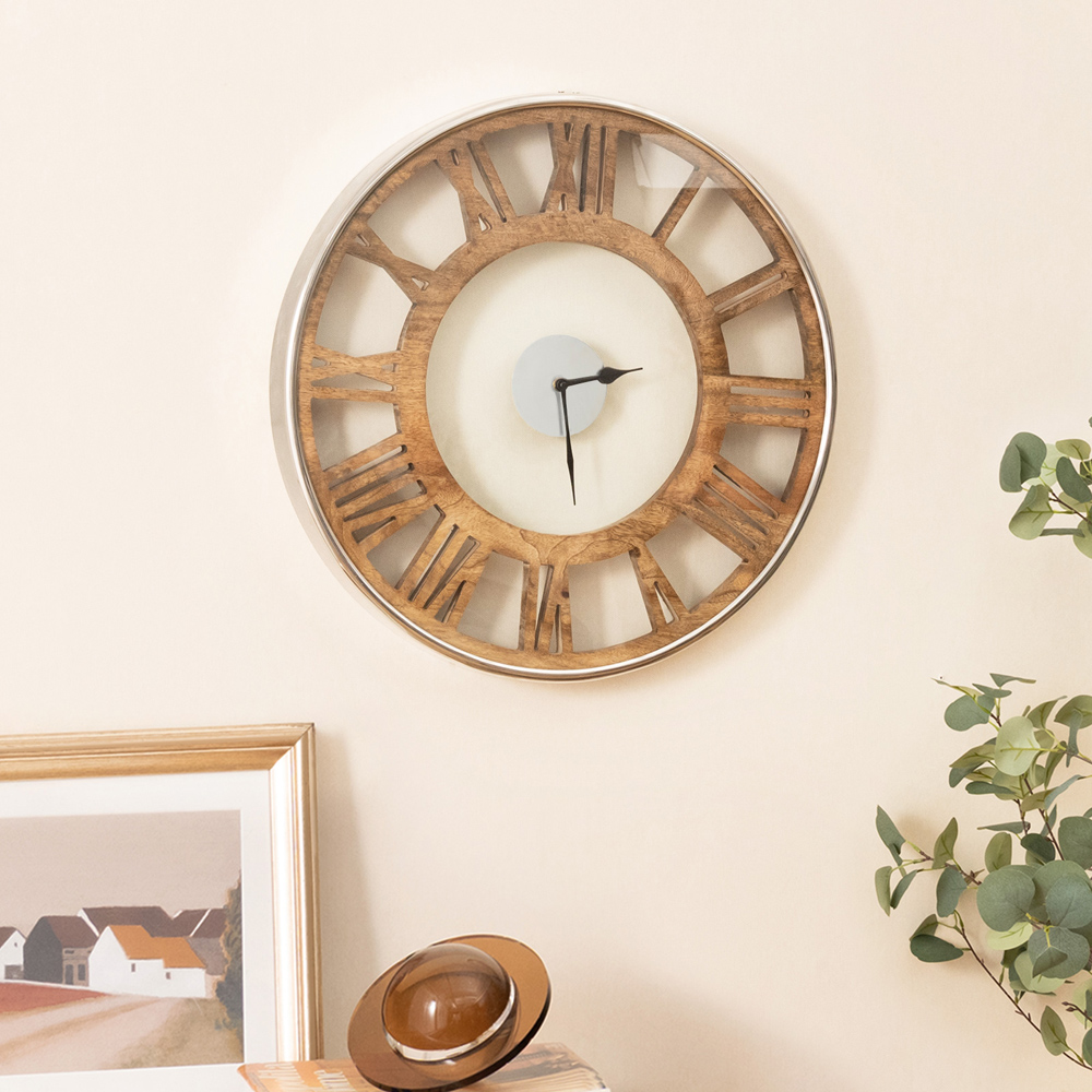 Costway Classic Frame Large Round Silent Wall Clock 50cm Image 2