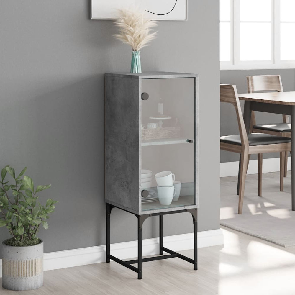 vidaXL Single Door Concrete Grey Side Cabinet Image 9
