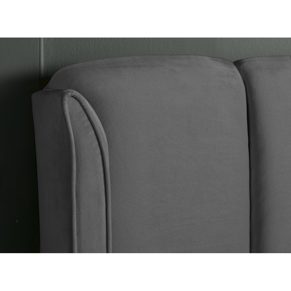 Aurora Double Grey Velvet Ottoman Storage Bed Image 5