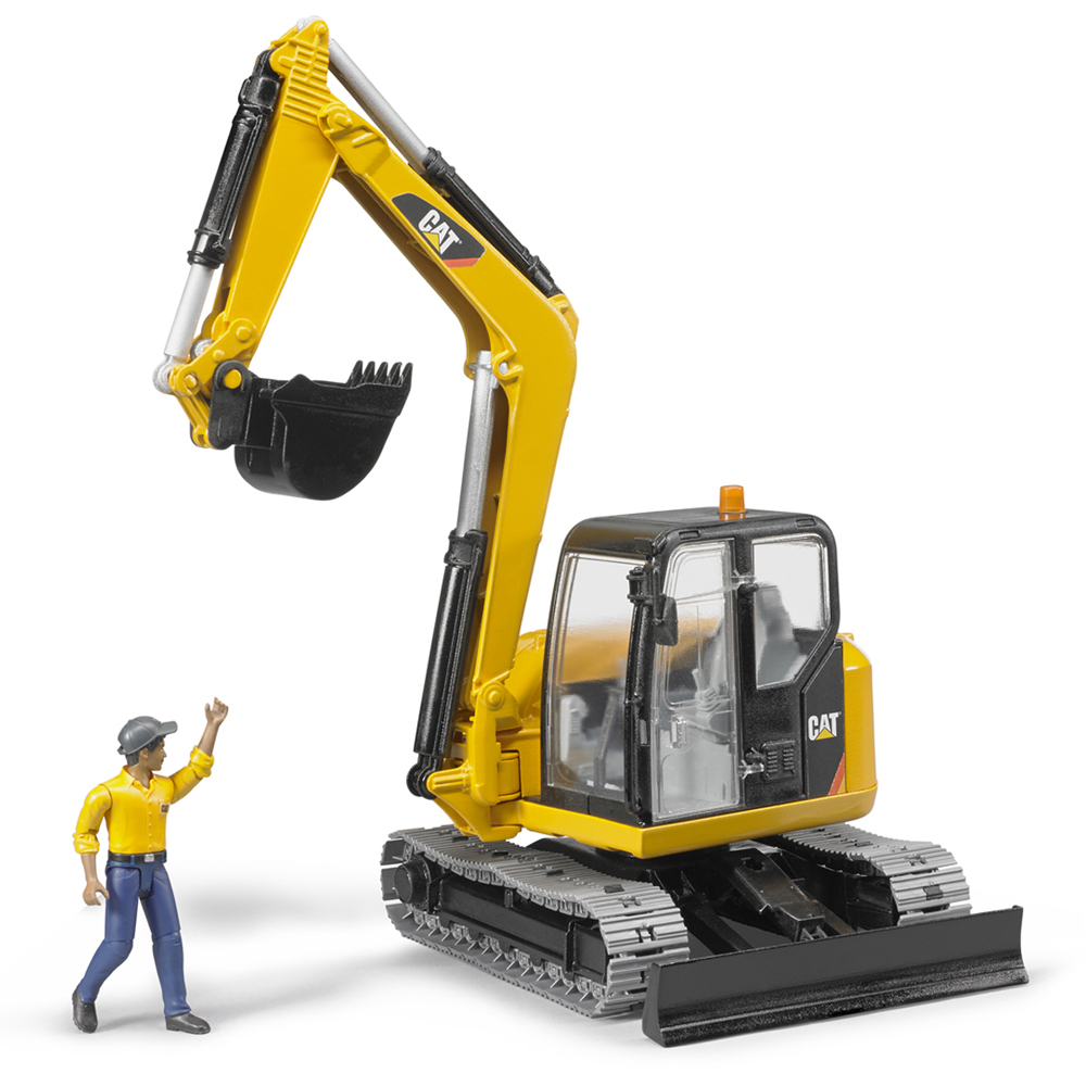 Bruder Kids Cat Mini Excavator Playset Model with Worker Image 3