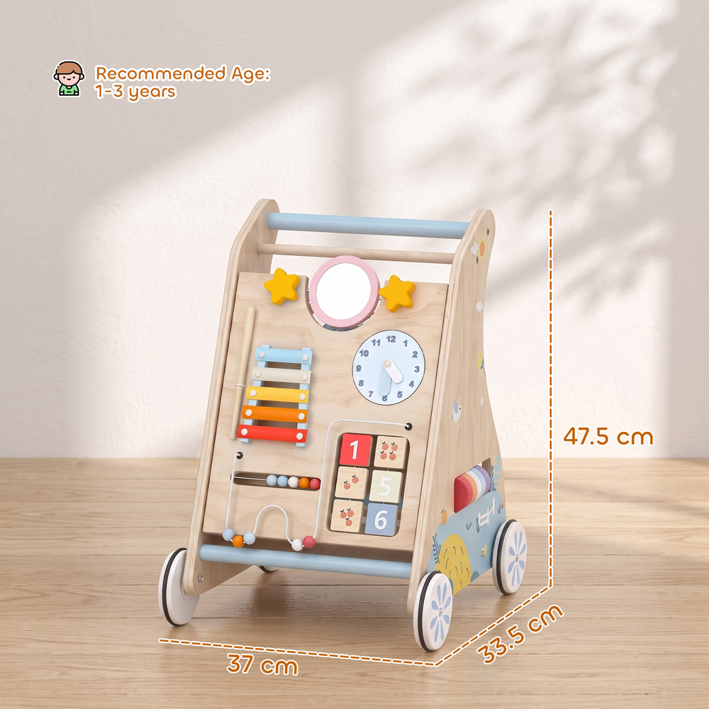 AIYAPLAY Wooden Baby Walker with Detachable Dual-Sided Activity Board Image 9
