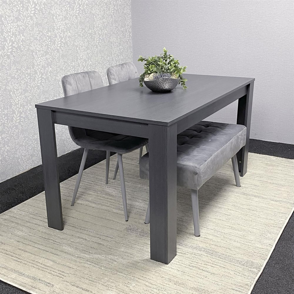 Kosy Koala 4 Seater Dining Set with Bench Dark Grey and Grey Velvet Image 3