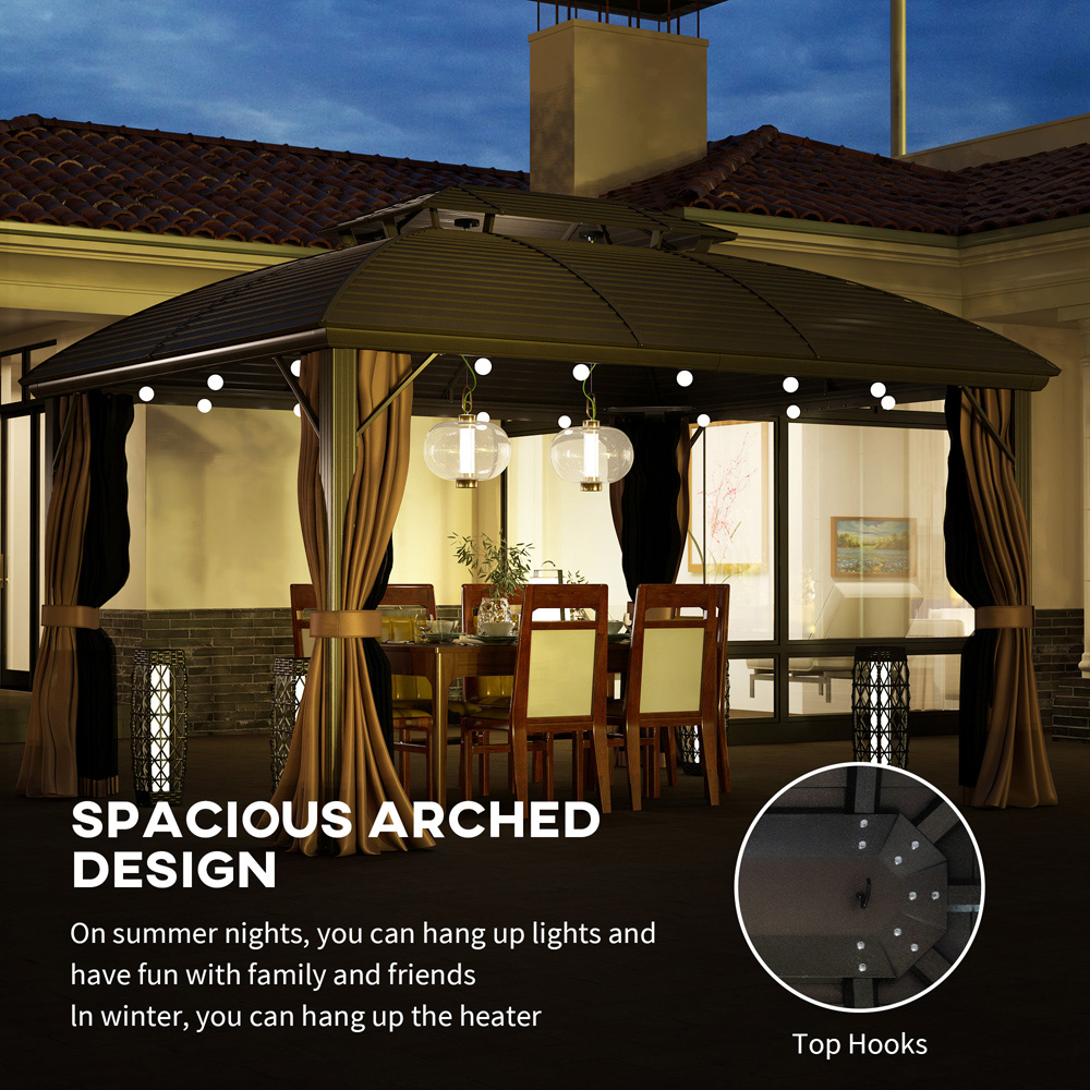 Outsunny 3.65 x 3m Coffee Aluminium Double Roof Hard Top Gazebo Image 7