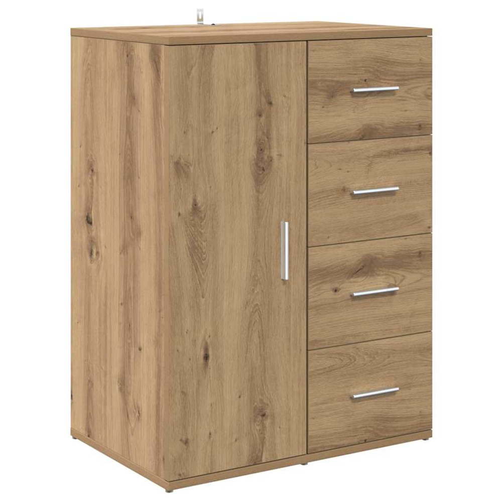 vidaXL Single Door 4 Drawer Artisan Oak Sideboard Set of 2 Image 7