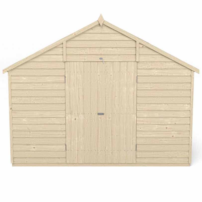 Forest Garden 10 x 15ft Double Door Overlap Pressure Treated Apex Shed Image 1