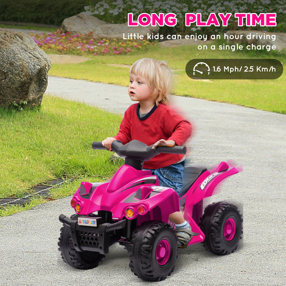 AIYAPLAY Kids Pink Electric Quad Bike with Music Image 3