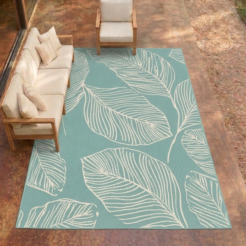 Portland Rugstyle Aqua Leaf Rug 150 x 200cm Image 1