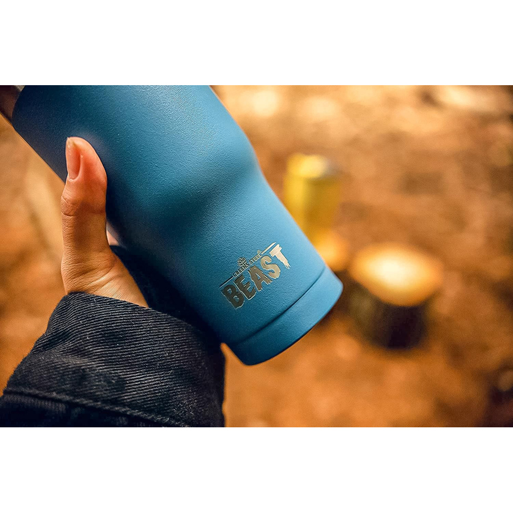 Green Steel Sky Blue Reusable Stainless Steel Insulated Tumbler 20oz Image 4