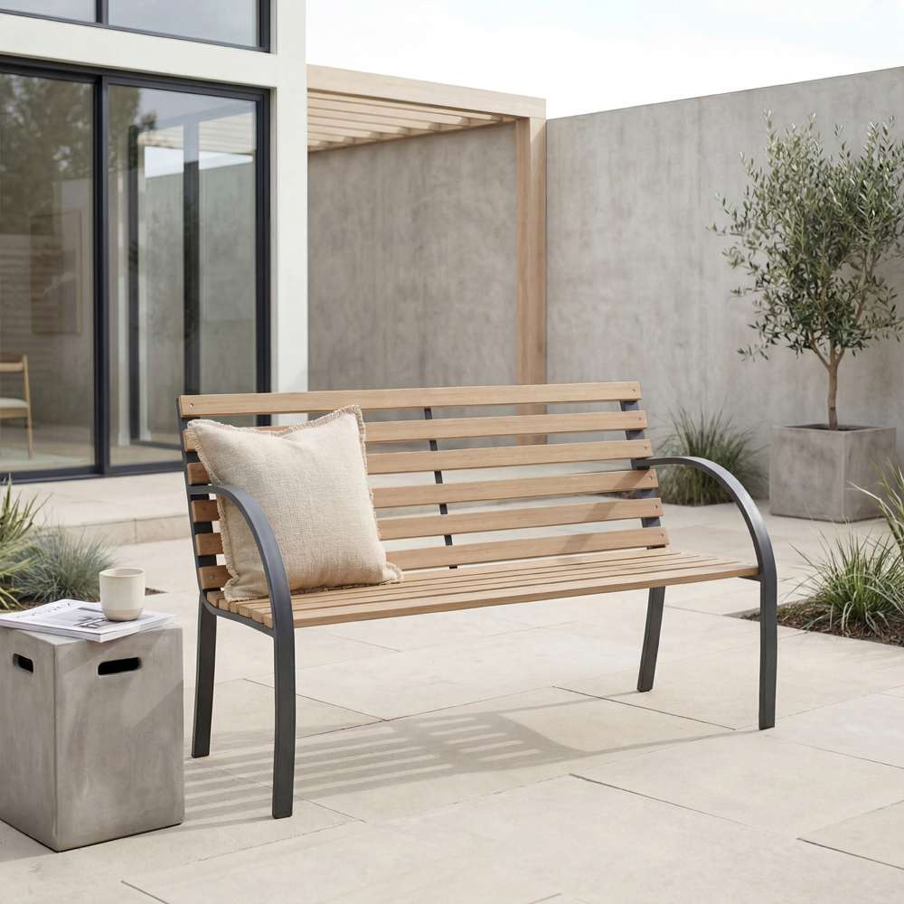 GARDEN VIDA Slatted Garden Bench Image 7