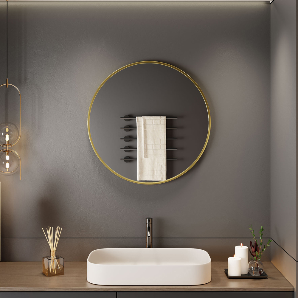 Neo Gold Metal Frame Anti-Rust Wall Mounted Round Mirror 40cm Image 3