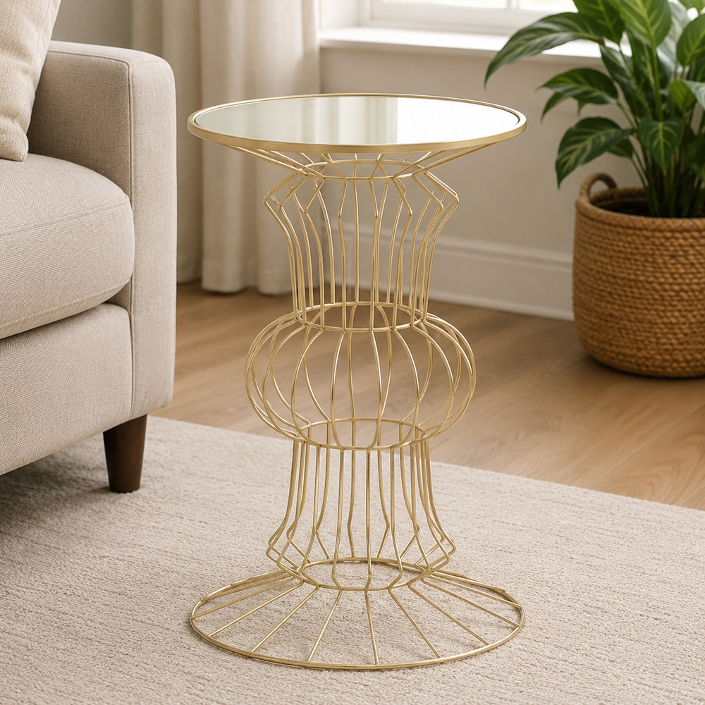Premier Housewares Compact Light Gold Frame Side Table Image 2