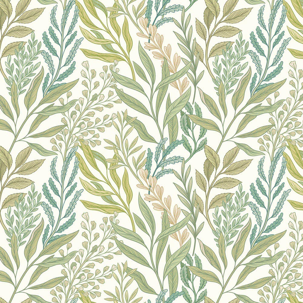 Hoopla Walls Oasis Verdant Leaves Sage and Willow Wallpaper Image 1