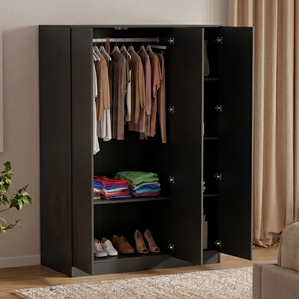 VIDA DESIGNS Denver 3 Door Black Mirrored Wardrobe Image 4