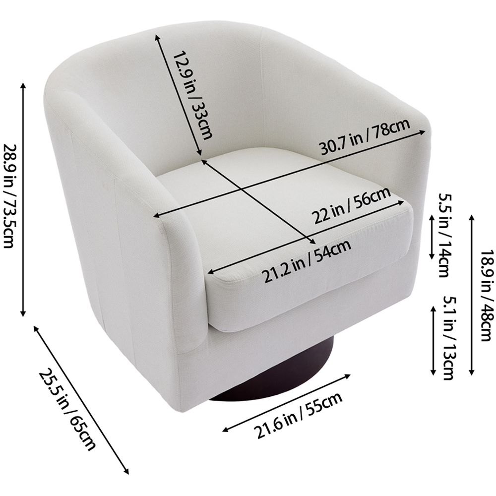 Living and Home Beige White PU Leather Retro Swivel Armchair Image 9