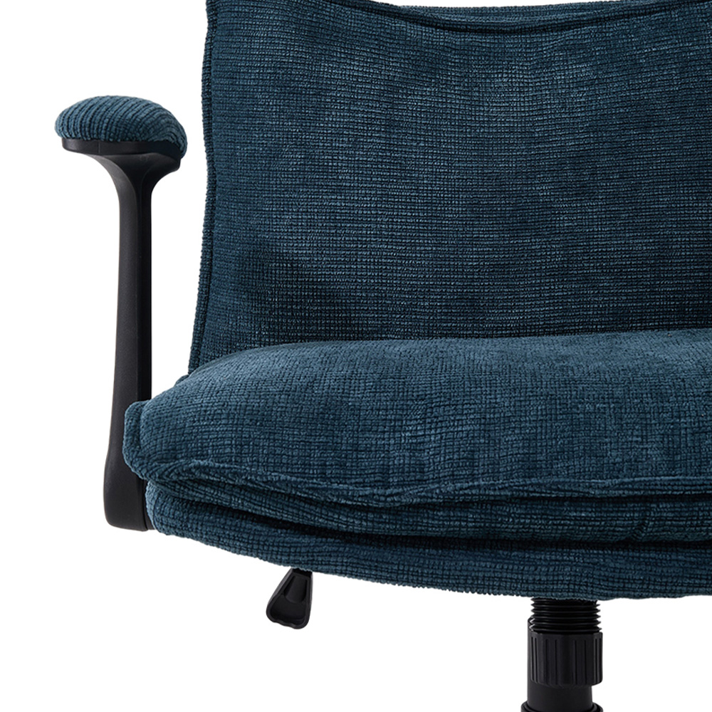 Living and Home Navy Blue Height Adjustable Chenille Upholstered Office Chair Image 4